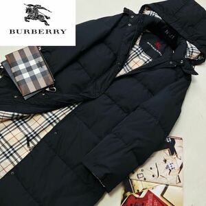 B1超美品　極上のロングダウン◎参考価格18万●BURBERRY LONDON●高級ダウン90%ジャケット　バーバリーコート レディース フード取り外し