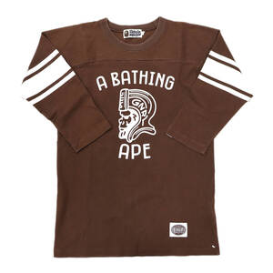 A BATHING APE◆ ア ベイシング エイプ/フットボールTシャツ/M/コットン/BRN/1860-111-010