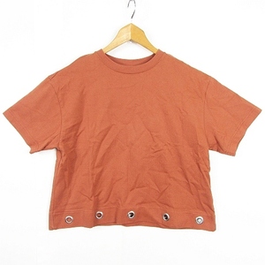 ミラオーウェン Mila Owen Tシャツ カットソー 半袖 ハトメ 綿 0 ブラウン 小さいサイズ kz5839 レディース