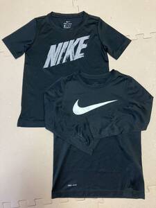 ★USED【NIKE】ナイキDRI-FIT半袖Tシャツと長袖Tシャツ2点セット(サイズXS)120-130★