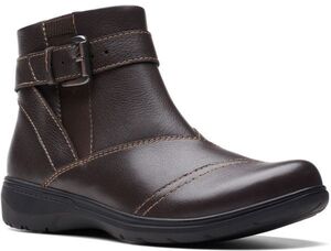 Clarks 26.5cm ブーツ レザー ダークブラウン 軽量 サイド ジッパー ヒール オフィス スニーカー チェルシー パンプス AAA194