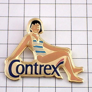 ピンバッジ・水着の女の子コントレックス水 CONTREX◆フランス限定ピンズ◆レアなヴィンテージものピンバッチ