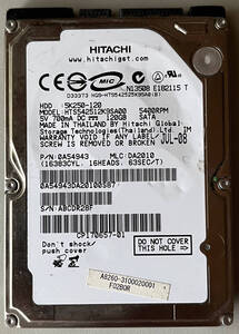 ★ Hitachi 日立 2.5インチ ノート用HDD 120GB SATA ハードディスク HGST Travelstar HTS542512K9SA00 5400RPM (中古)★