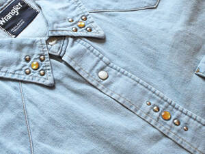 新品 XLサイズ Wrangler US ORIGINAL 127MW DENIM WESTERN SHIRTS VINTAGE WASH ラングラー デニム ウエスタンシャツ スタッズ