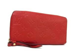 1円 LOUIS VUITTON ヴィトン M60547 モノグラムアンプラント ジッピーウォレット ラウンドファスナー 長財布 ウォレット レッド系 FG1570