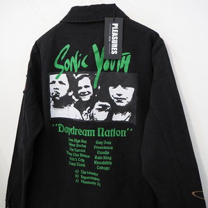 新品 定価35200円 プレジャーズ × ソニックユース ワーク ジャケット 黒 ブラック メンズ L XL PLEASURES SONIC YOUTH ブルゾン ジップ 春