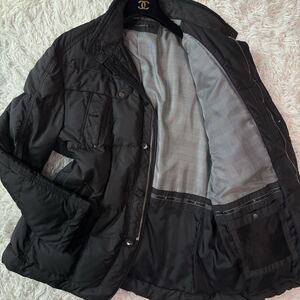 ◆超希少 極美品 3L/XXL◆インターメッツォ INTERMEZZO ダウンジャケット フード収納 2way グレンチェック 黒 フェザー メンズ ダーバン