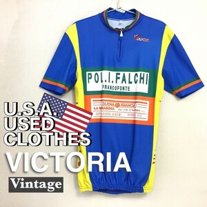 ★アメリカ直輸入!!★ビンテージ★[VICTORIA]プルオーバー 半袖 サイクルジャージ[L]自転車 ロードバイク クロスバイク フランス K2-611