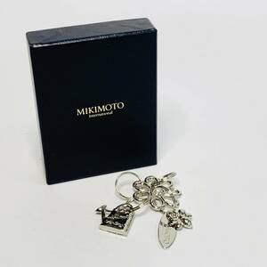 MIKIMOTO ミキモト キーリング キーホルダー チャーム 本真珠 シルバーカラー 花 フラワー 蜂 じょうろ