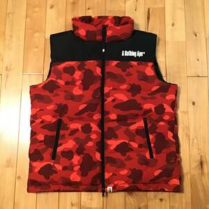 ★XL★ ダウン ベスト Red camo a bathing ape BAPE Puffer Down Vest エイプ ベイプ アベイシングエイプ レッドカモ 迷彩 y726