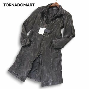 【新品 21AW】 TORNADOMART トルネードマート 羊革★ ウォッシュド シープ レザー スタンドカラー コート Sz.M　メンズ 黒　I4T02991_9#N