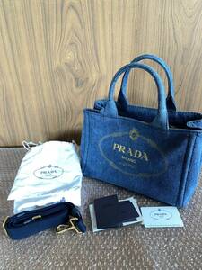 プラダ PRADA ハンドバッグ ショルダーバッグ カナパ デニムブルー 未使用