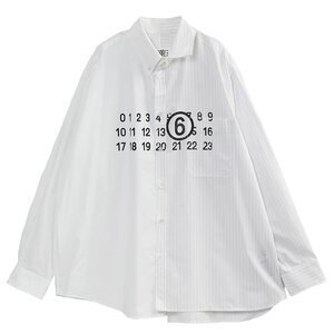 Maison Margiela メゾン マルジェラ 胸ポケット付き Numericシグネチャー 上着 シャツ 長袖 パッチ ホワイト サイズ M