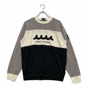 coco★新品★ムータマリン★muta★長袖クルーネックパネルボーダーニット★グレー/ブラック★7(XL)※レターパックプラス発送可★91027