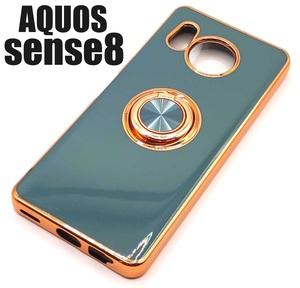 AQUOS sense8 スマホケース リング付き グレー