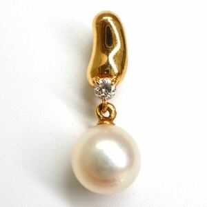 1円〜!!TASAKI(田崎真珠)▼K18 天然ダイヤモンド/アコヤ本真珠ペンダントトップ▼N 約1.2g パール pearl pendant ジュエリー DH5/EA0S470