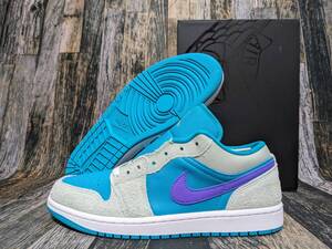 最後 28.0cm/US10 NIKE AIR JORDAN 1 LOW SE 検 DX4334-300 エア ジョーダン1 ロー スウェード ホワイト/アクアトーン 白/青/マリンブルー