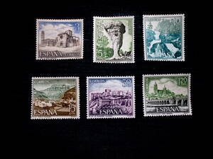 スペイン切手　観光旅行地　６種未使用　1966-70年