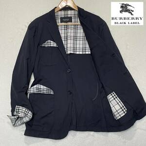 1円〜 BURBERRY BLACK LABEL バーバリーブラックレーベル ノバチェック部分使い ストレッチ アンコンジャケット Mサイズ