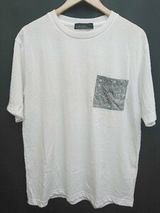 ◇ green label relaxing グリーンレーベル ペイズリー 半袖 Tシャツ カットソー サイズL ホワイト グレー メンズ P