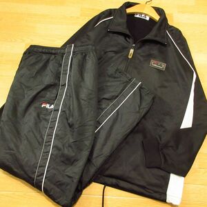 ◎使用少なめ！M 上下セット！FILA フィラ◆厚手 裏起毛 ジャージジャケット&ナイロンパンツ 秋冬！◆メンズ 黒◆BA1001