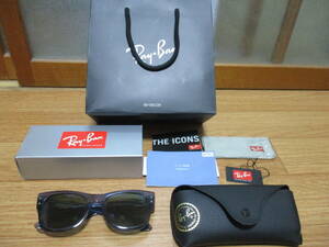 2024購入 特価 Ray-Ban レイバン サングラス メガウェイファーラー MEGA WAYFARER ブルー 青 RB 0840-S-F 着用数回 黒 フレーム