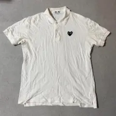 PLAY COMME des GARCONS ポロシャツ 白 XL ハートロゴ