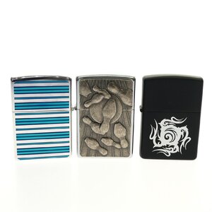 1円スタート ライター 3点セット Zippo ジッポー オイルライター シルバー ブラック 喫煙具 タバコ 煙草グッズ 着火未確認 未使用 含