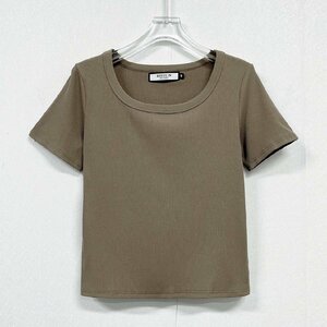 人気ヨーロッパ製※定価2万◆ブルガリア発※RISELIN 半袖Tシャツ 通気 薄手 スリム フィット 無地 サマーニット ショート丈 レディース L