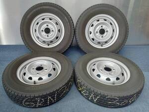 ★7-8分山★22年製★ ヨコハマ iG91 145/80R12 80/78N LT　スチール 12×3.5J 4H-100 4本セット スタッドレス 軽トラ・軽バン等　G898