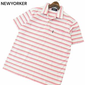 NEWYORKER ニューヨーカー 春夏 ボーダー★ 半袖 鹿の子 ポロシャツ Sz.L　メンズ　A4T06804_6#A