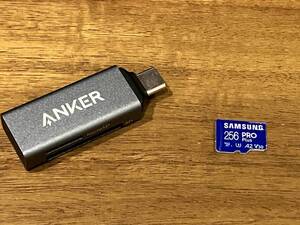 SamsungMicroSDカードPro 256GB +Anker USB-C 2-in-1 カードリーダーセット