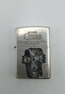 MM111♪＜火花確認済み＞ジャンク オイルライター Zippo SILVER Cross ジッポ ジッポー シルバークロス 煙具 喫煙グッズ 現状品♪