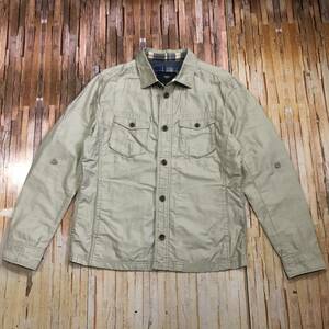 即決・NICOLE Selectionの麻混のコットン素材のシャツジャケット・シャツアウター・４８（M)