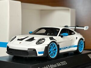 1/43 特注 スパーク ポルシェ 911 992 GT3RS ホワイト/ブルー 1:43 Spark Porsche 911 992 GT3 RS 2022 white / blue IAA’23限定