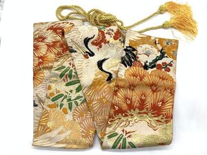 【刀袋】4　正絹　大刀用140ｃｍ　『松竹梅　双鶴牡丹図　刀袋』　金紐付　刀剣屋デッドストック品　@14000　O1205E