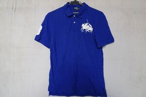 Polo by Ralph Lauren/ポロバイラルフローレン/ジュニア/半袖ポロシャツ/鹿の子素材/ナンバーワッペン/青/ブルー/L(14-16)サイズ(8/2R6)