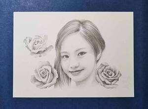 鉛筆画 美人画 真作 「薔薇の輝き№10.2019BA-2」Atelier809 by 九利多 祐志 作 A4 サイズ※額縁無し。