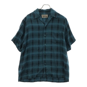 WACKO MARIA ワコマリア OMBRECHECK OPEN COLLAR SHIRT S/S オンブレチェック オープンカラー半袖アロハシャツ ブルー