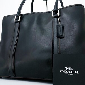 1円■未使用級■最高級ライン■型崩れ無し■COACH コーチ 自立 型押しロゴ トートバッグ ビジネス 大容量 A4 メンズ レザー ダークブラウン