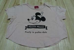 ◆ Disney ディズニー ミニー キッズ 半そで Tシャツ ◆ 淡いピンク系 ミニーちゃん イラスト おしゃれ サイズ 90 女の子 ◆ USED ◆