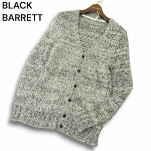 BLACK BARRETT ブラックバレット ニールバレット 秋冬 モヘヤ混★ メランジ ニット カーディガン Sz.2 メンズ グレー 日本製　A4T11107_A#K