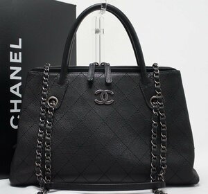 【極美品】CHANEL シャネル キャビアスキン ワイルドステッチ 2way ショルダーバッグ マトラッセ ハンド トート 21番台