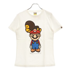 A BATHING APE アベイシングエイプ × MARIO BABY MILO tee マリオ マイロ フロントプリント クルーネックコットン半袖Tシャツ ホワイト