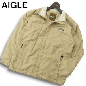 AIGLE エーグル 秋冬 ロゴ 裏起毛★ 防風 ジップ マウンテン ジャケット ブルゾン Sz.XS　メンズ ベージュ アウトドア　A4T09829_9#N