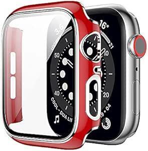 45mm 赤+シルバーライン アップルウォッチ カバー apple watch ケース 【高級仕様】 保護 Pellfori