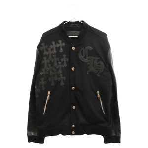 CHROME HEARTS クロムハーツ LETTERMAN レターマン CHマルチレザーパッチレザースリーブ ブルゾン ブラック