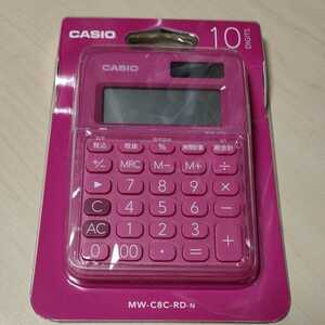 ●CASIO カラフル電卓 ミニミニジャストタイプ MW-C8C-RD ビビッドピンク