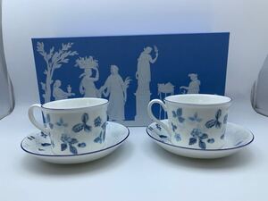 未使用品 WEDGWOOD STRAWBERRY BLUE カップ&ソーサー ペア ウェッジウッド ストロベリーブルー 洋食器