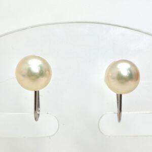 1円〜!!テリ抜群!!MIKIMOTO(ミキモト)《K18WG アコヤ本真珠イヤリング》J 約2.2g 約7.0mm珠 パール pearl earring jewelry EA5/EA5 E168